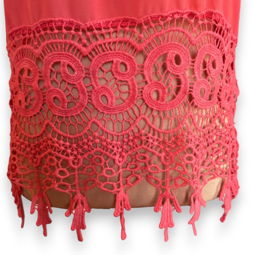 JELLA COUTURE Coral Halter Top Crochet Hem Size S - Picture 4 of 8
